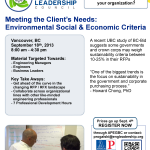 Sep 18: Meeting the Client’s Needs – Environment Social & Economic Criteria